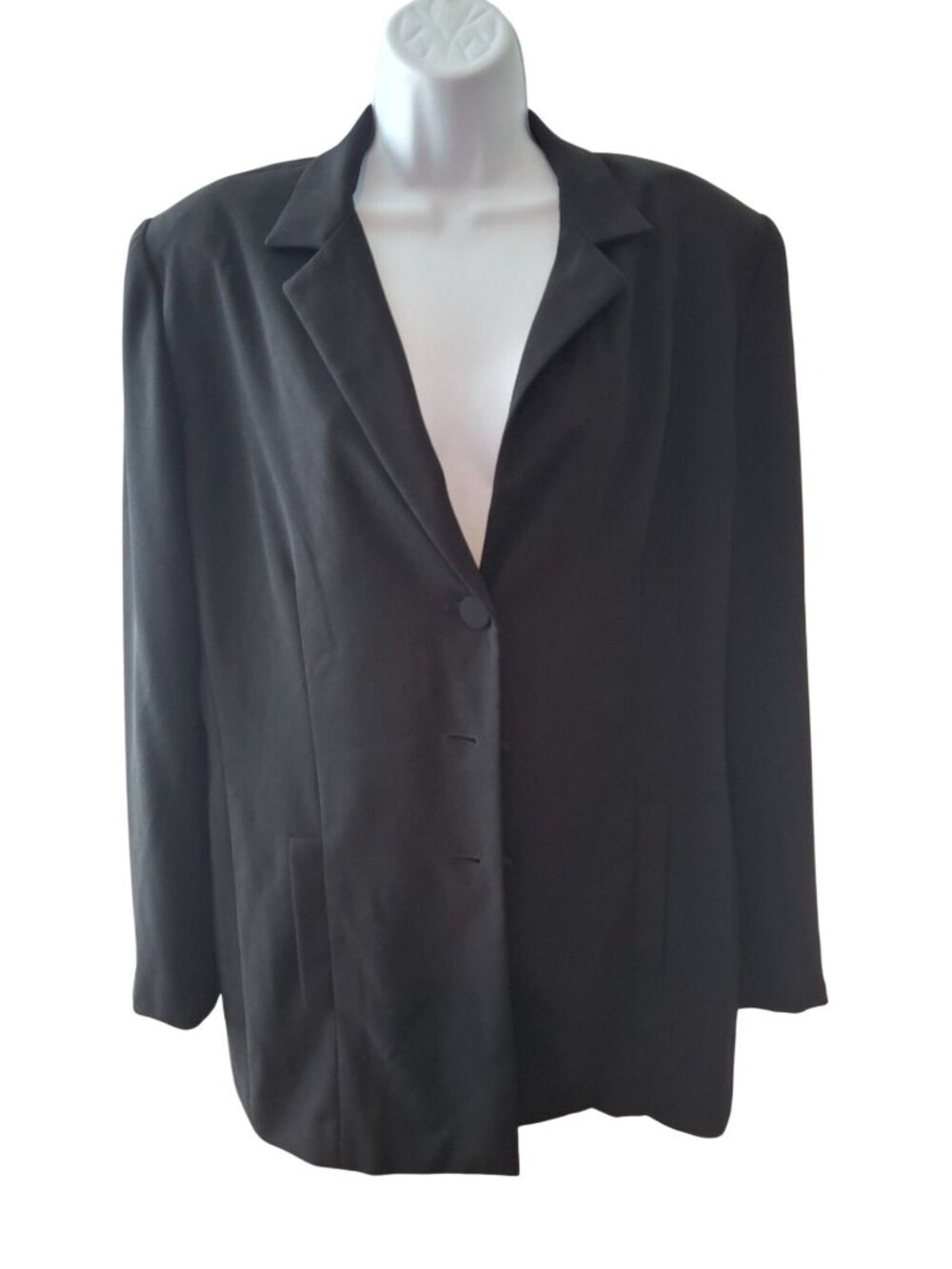 Jones New York Dress Blazer Womens 14 Black Longline 90s Y2K Oversized Career